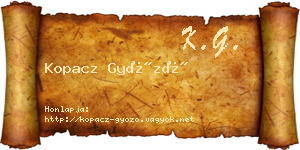 Kopacz Győző névjegykártya